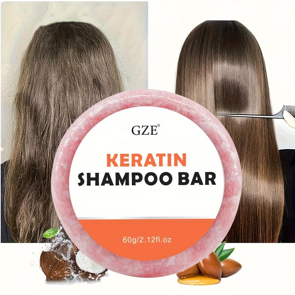 Barre Shampoing Kératine Solide - Anti-Frisottis Tous Types de Cheveux