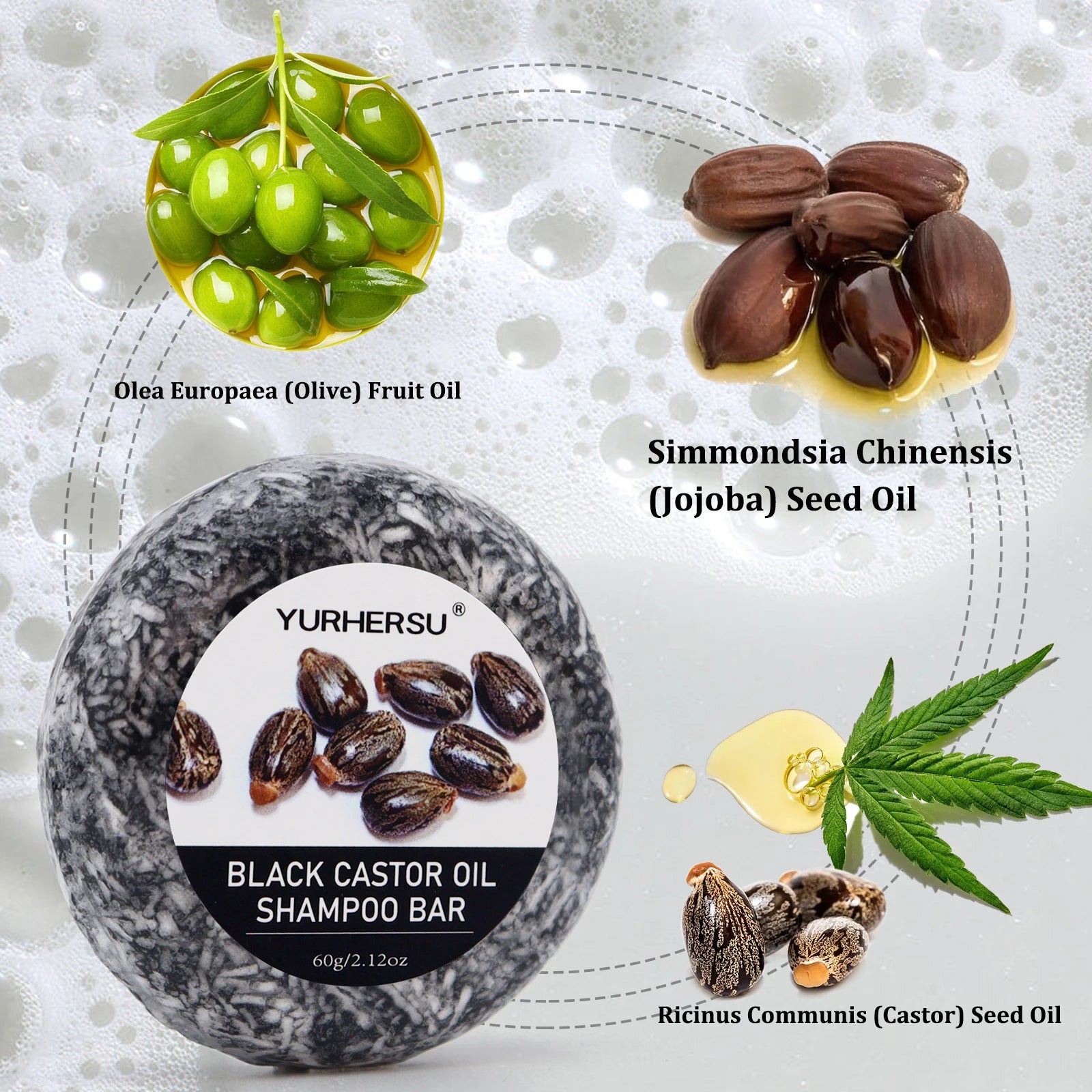 Barre Shampoing 2-en-1 à l'Huile de Ricin Noir - Nourrit et Répare